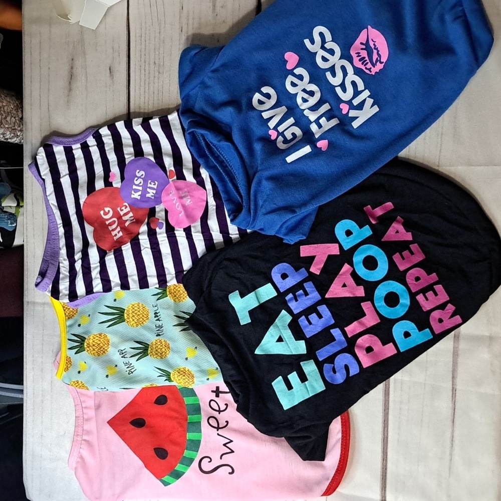 Set Of 5 Dog Or Cat Shirts Size Large See Measurements